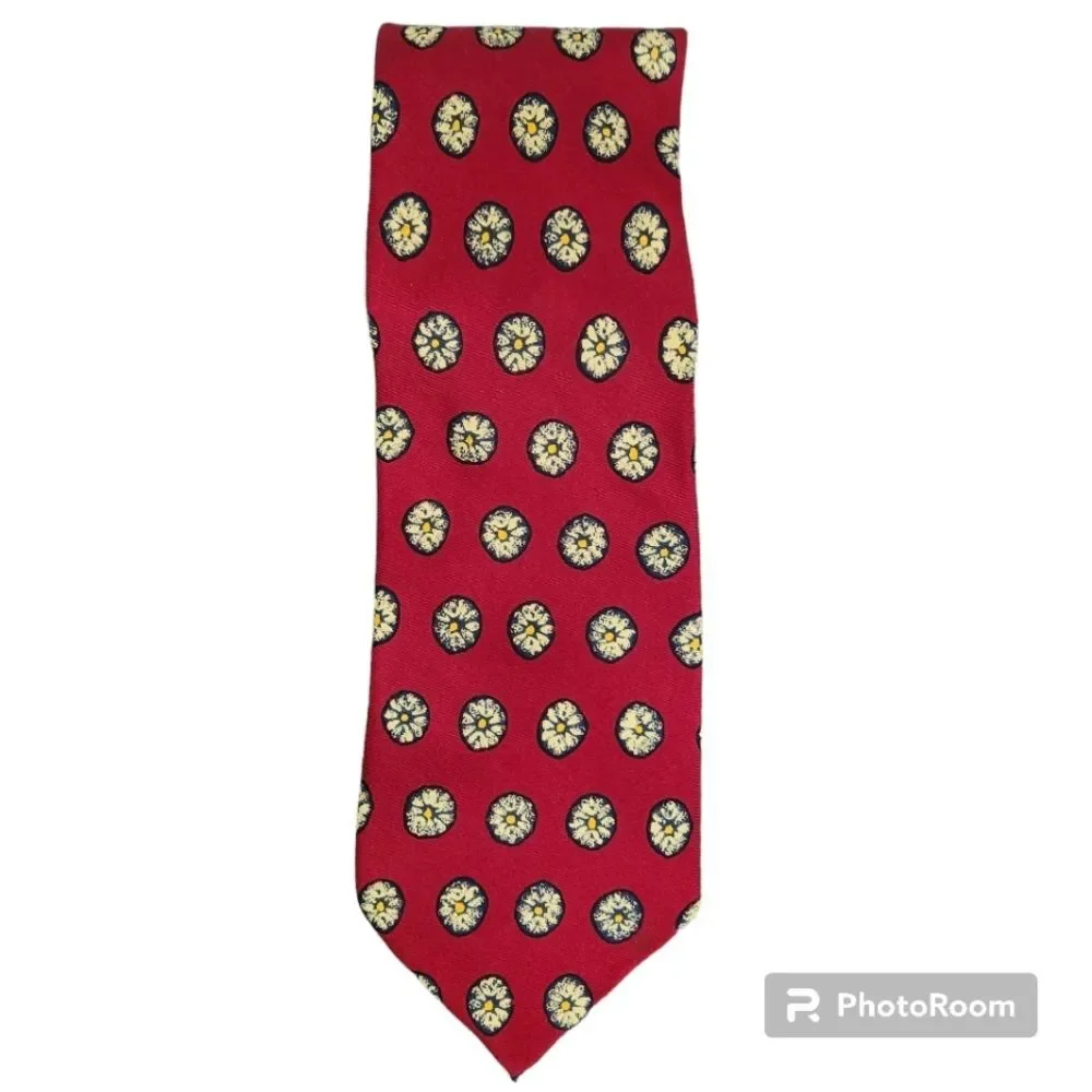 Gitman Bros 100% Silk Handmade In USA Floral Daisy Patter Tie